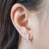 1.00 Carat (ctw) 18K White Gold Round White Diamond Ladies Huggies Hoop Earrings 1 CT