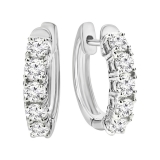 1.00 ctw Round Cubic Zirconia 5 Stone Hoop Earrings, 925 Sterling Silver