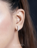 1.00 ctw Round Cubic Zirconia 5 Stone Hoop Earrings, 925 Sterling Silver