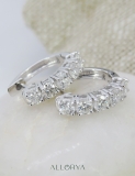 1.00 ctw Round Cubic Zirconia 5 Stone Hoop Earrings, 925 Sterling Silver