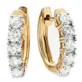 1.00 Carat (ctw) 14K Yellow Gold Round White Diamond Ladies Huggies Hoop Earrings 1 CT