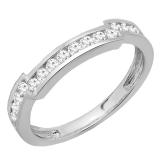 0.50 Carat (ctw) 14K White Gold Round White Diamond Ladies Wedding Band Enhancer Guard Ring 1/2 CT