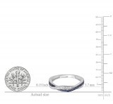 0.25 Carat (ctw) 10K White Gold Round White Diamond and Blue Sapphire Ladies Stackable Anniversary Wedding Band Swirl Ring 1/4 CT