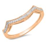 0.15 Carat (ctw) 10K Rose Gold Round Cut Diamond Ladies Stackable Anniversary Wedding Contour Band Guard Ring