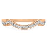 0.15 Carat (ctw) 10K Rose Gold Round Cut Diamond Ladies Stackable Anniversary Wedding Contour Band Guard Ring