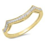 0.15 Carat (ctw) 10K Yellow Gold Round Cut Diamond Ladies Stackable Anniversary Wedding Contour Band Guard Ring