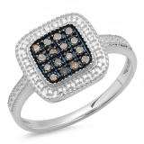 0.25 Carat (ctw) Sterling Silver Round Champagne Diamond Ladies Cocktail Right Hand Ring 1/4 CT