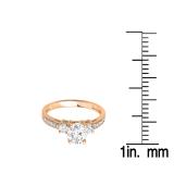 1.33 Carat (ctw) 10K Rose Gold Round White Diamond Ladies Bridal 3 Stone Engagement Ring