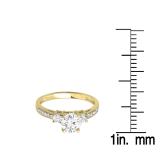 1.33 Carat (ctw) 10K Yellow Gold Round White Diamond Ladies Bridal 3 Stone Engagement Ring
