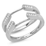 0.25 Carat (ctw) 14k White Gold Round Diamond Ladies Anniversary Guard Double Ring Wedding Band 1/4 CT