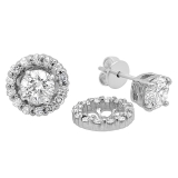 0.45 Cttw Round White Diamond Push Back Stud Earrings with Removable Jackets for Women in 10K White Gold