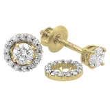 0.45 Cttw Round White Diamond Screw Back Stud Earrings with Removable Jackets for Women in 14K Yellow Gold