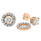 0.45 Cttw Round White Diamond Push Back Stud Earrings with Removable Jackets for Women in 18K Rose Gold