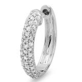 0.25 Carat (ctw) 14K White Gold Round Diamond Ladies Huggies Hoop Earring 1/4 CT (Only 1pc)