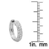 0.50 Carat (ctw) 14K White Gold Round Diamond Ladies Pave Set Huggies Hoop Earrings 1/2 CT