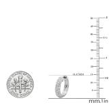 0.50 Carat (ctw) 18K White Gold Round Diamond Ladies Pave Set Huggies Hoop Earrings 1/2 CT