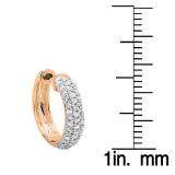 0.50 Carat (ctw) 10K Rose Gold Round Diamond Ladies Pave Set Huggies Hoop Earrings 1/2 CT