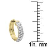 0.50 Carat (ctw) 10K Yellow Gold Round Diamond Ladies Pave Set Huggies Hoop Earrings 1/2 CT