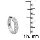 0.50 Carat (ctw) 10K White Gold Round Diamond Ladies Pave Set Huggies Hoop Earrings 1/2 CT