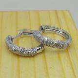 0.50 Carat (ctw) 10K White Gold Round Diamond Ladies Pave Set Huggies Hoop Earrings 1/2 CT