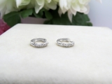 0.30 Carat (ctw) 14k White Gold Round Diamond Ladies Pave Set Huggies Hoop Earrings 1/3 CT