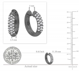 0.30 Carat (ctw) Black Rhodium Plated 10k White Gold Round Diamond Ladies Pave Set Huggies Hoop Earrings 1/3 CT