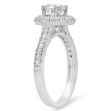 1.15 Carat (ctw) 14K White Gold Round White Diamond Ladies Bridal Halo Style Engagement Ring