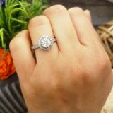 1.15 Carat (ctw) 14K White Gold Round White Diamond Ladies Bridal Halo Style Engagement Ring