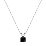 0.75 Carat (ctw) 10K White Gold Princess Cut Black Diamond Ladies Solitaire Pendant 3/4 CT