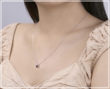 0.75 Carat (ctw) 10K White Gold Princess Cut Black Diamond Ladies Solitaire Pendant 3/4 CT