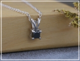 0.75 Carat (ctw) 10K White Gold Princess Cut Black Diamond Ladies Solitaire Pendant 3/4 CT