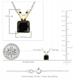 0.75 Carat (ctw) 10K Yellow Gold Princess Cut Black Diamond Ladies Solitaire Pendant 3/4 CT