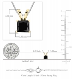 0.25 Carat (ctw) 14K Yellow Gold Princess Cut Black Diamond Ladies Solitaire Pendant 1/4 CT