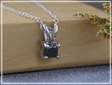 1.00 Carat (ctw) 10k White Gold Princess Cut Black Diamond Ladies Solitaire Pendant 1 CT
