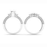 1.60 Carat (ctw) 14k White Gold Round Diamond Ladies Bridal 3 Stone Engagement Ring With Matching Wedding Band Set