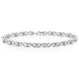0.15 Carat (ctw) Sterling Silver Round White Diamond Ladies Swirl Link Bracelet