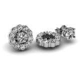 0.65 Carat (ctw) 14k White Gold Round White Diamond Cluster Flower Shape Removable Jackets for Stud Earrings