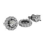 0.36 Carat (ctw) 14k White Gold Round White Diamond Cluster Flower Shape Removable Jackets for Stud Earrings 1/3 CT