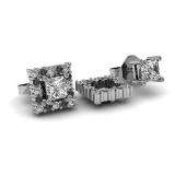0.25 Carat (ctw) 14k White Gold Round Black And White Diamond Square Shape Removable Jackets for Stud Earrings 1/4 CT