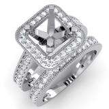 0.75 Carat (ctw) 14k White Gold Brilliant Round Diamond Ladies Bridal Engagement Semi Mount Ring With Matching Band Set 3/4 CT (No Center Stone)