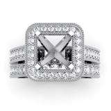 0.75 Carat (ctw) 14k White Gold Brilliant Round Diamond Ladies Bridal Engagement Semi Mount Ring With Matching Band Set 3/4 CT (No Center Stone)