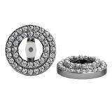 0.50 Carat (ctw) 14k White Gold Round White Diamond Round Shape Double Row Removable Jackets for Stud Earrings 1/2 CT