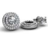 0.50 Carat (ctw) 14k White Gold Round White Diamond Round Shape Double Row Removable Jackets for Stud Earrings 1/2 CT