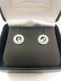 0.50 Carat (ctw) 14k White Gold Round White Diamond Round Shape Double Row Removable Jackets for Stud Earrings 1/2 CT