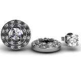 0.40 Carat (ctw) 14k White Gold Round Black & White Diamond Round Shape Double Row Removable Jackets for Stud Earrings