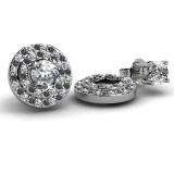 0.40 Carat (ctw) 14k White Gold Round Black & White Diamond Round Shape Double Row Removable Jackets for Stud Earrings