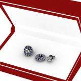 0.40 Carat (ctw) 14k White Gold Round Blue Sapphire & White Diamond Round Shape Double Row Removable Jackets for Stud Earrings