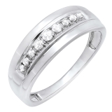0.23 Carat (ctw) 14K White Gold Round Real Diamond Men's Wedding Anniversary Band Ring 1/4 CT