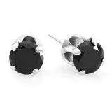 Black Simulated Round Cut Cubic Zirconia CZ Sterling Silver 5 mm Stud Earrings