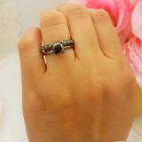 2.00 Carat (ctw) Black Rhodium Plated 10K White Gold Princess Cut Black & Round White Diamond Ladies Bridal Solitaire Engagement Ring With Matching Milgrain Wedding Band Set 2 CT